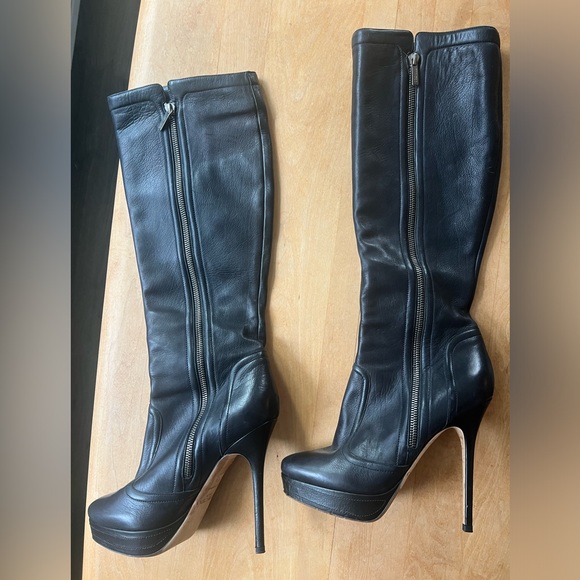Jimmy Choo black double sided zipper leather boots with stiletto heels - Picture 3 of 12